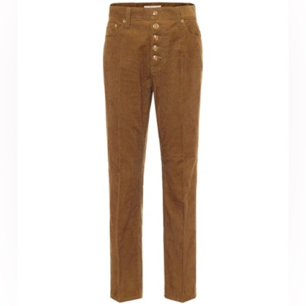 Tory Burch Brown Corduroy Straight Leg Pants - Exposed Button Fly - Size 25